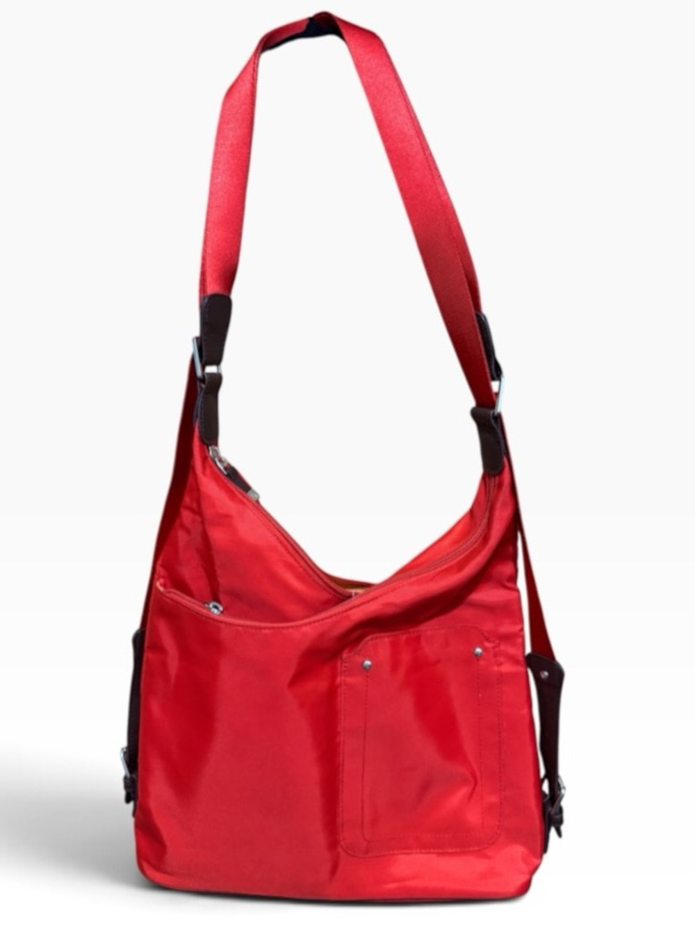 Mosey by Baggallini Red Nylon Convertible Backpack Shoulder Crossbody Bag